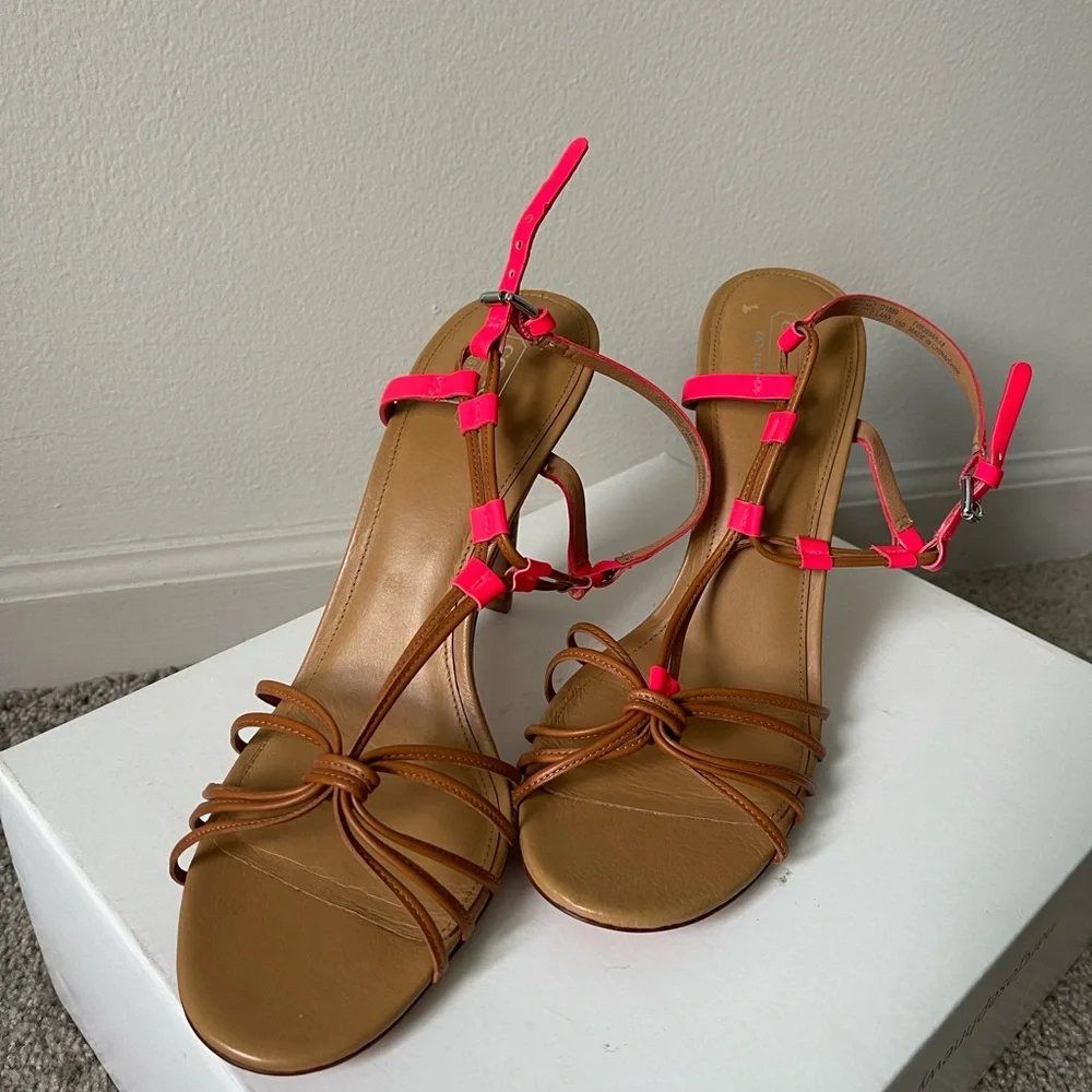 Coach LANA Elegant Strappy Sandal Pump Heel Shoe A0781 Pink/Ginger Size 10 - Picture 1 of 12